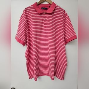 Cremieux Short Sleeve Polo, Color Pink and white stripes,  Size , 2XL